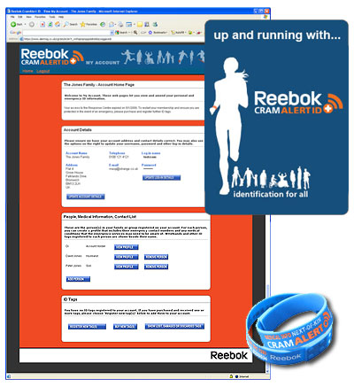 Screenshot of Reebok CramAlert web database