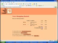 Shopping basket screenshot